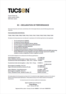 Tucson Pumps Declaration of Performance